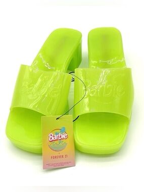 Barbie Mattel Block Jelly Heels Sandals Slip On Shoes Forever 21 Womens SZ 7 NWT